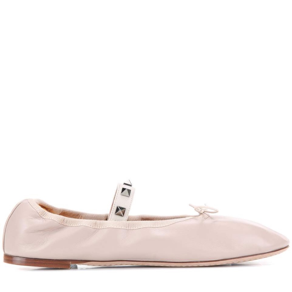 Valentino Rockstud Ballet Leather Ballerin…